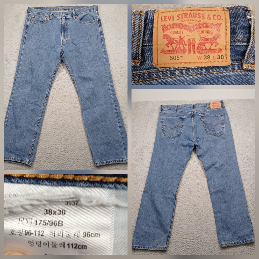 Levi's 505‎ Jeans Men's 38x30 Blue Denim Straight Fit USA Red Tab